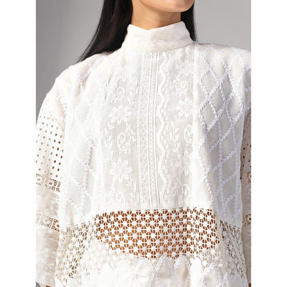 RINA DHAKA Women'S White Embroidery Top