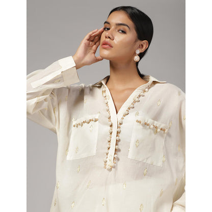 RINA DHAKA Women'S Cream Embellished Co-Ord (Set of 2)