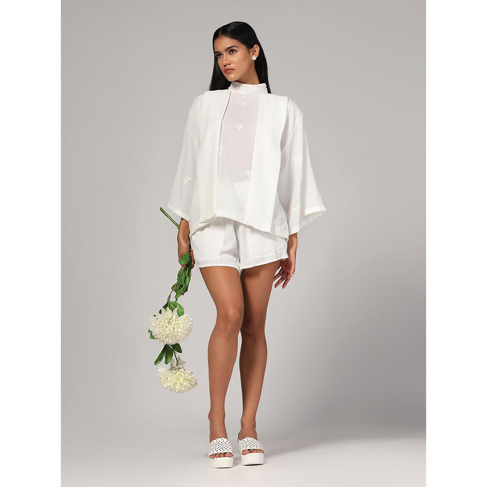 RINA DHAKA Women'S White Embroidered Thread Work Top