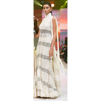 RINA DHAKA White Lace Co-Ord Set