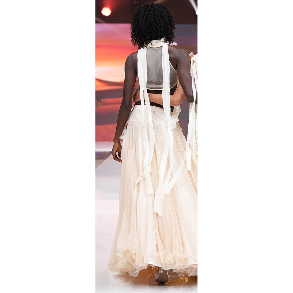 RINA DHAKA White Tulle Skirt with Top