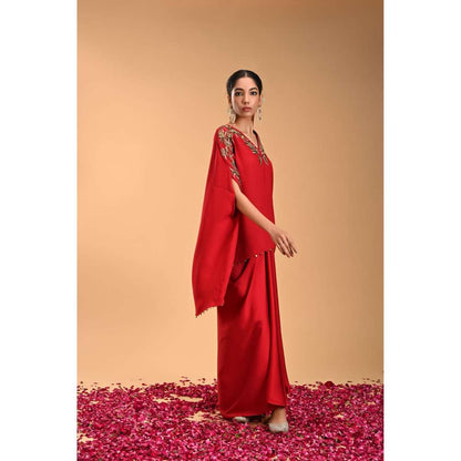 RIRASA Floral Embroidered Kaftan with Skirt (Set of 2)