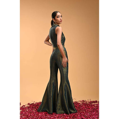 RIRASA Green Embroidered Sleeveless Top with Pant (Set of 2)