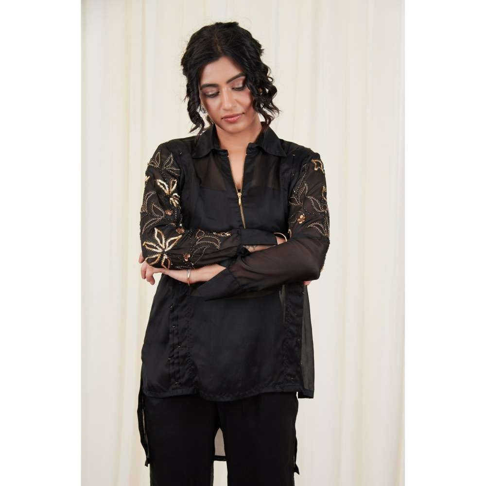 RIRASA Black Embroidered Co-Ord (Set of 2)