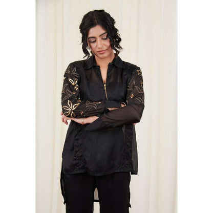 RIRASA Black Embroidered Co-Ord (Set of 2)