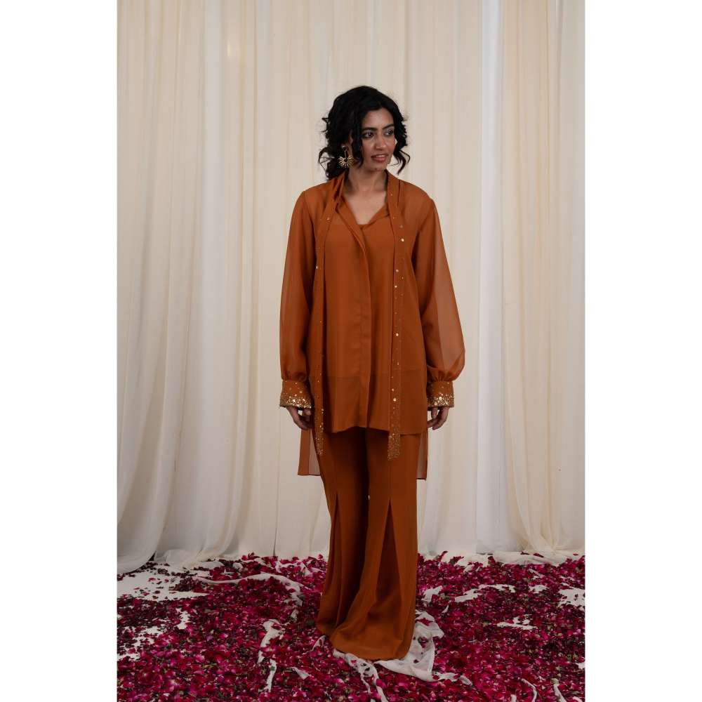 RIRASA Mustard Embroidered Co-Ord (Set of 3)