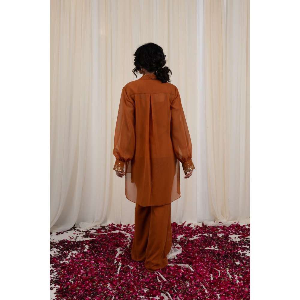 RIRASA Mustard Embroidered Co-Ord (Set of 3)