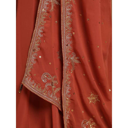 RIRASA Acala Georgette Rust Anarkali with Dupatta (Set of 2)