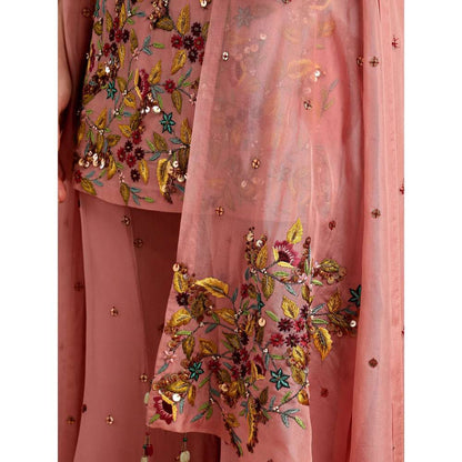 RIRASA Sakshi Georgette Pastel Pink Kurta with Sharara and Dupatta (Set of 3)