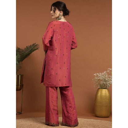 RIRASA Shareshhtha Tissue Coral Kurta with Pant (Set of 2)
