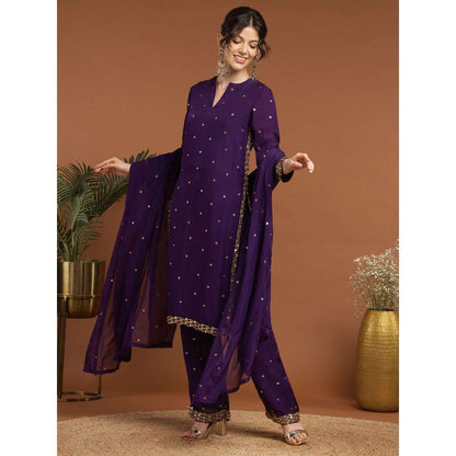 RIRASA Akshara Organza Purple Kurta with Pant (Set of 2)
