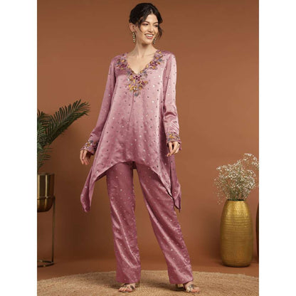 RIRASA Jayantah Satin Pastel Pink Kurta with Pants (Set of 2)