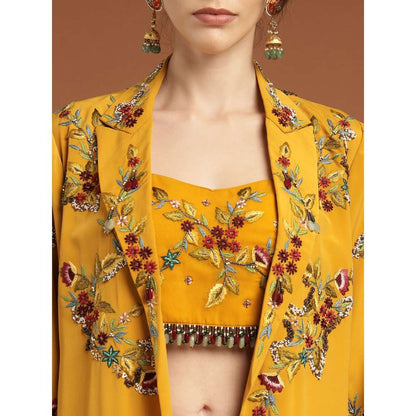 RIRASA Draven Crepe Mustard Bustier with Pants and Jacket (Set of 3)