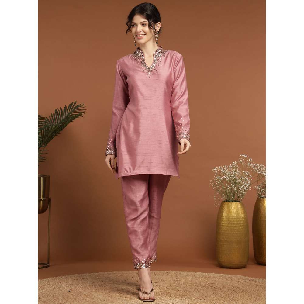 RIRASA Jayant Silk Pink Kurta with Pant (Set of 2)