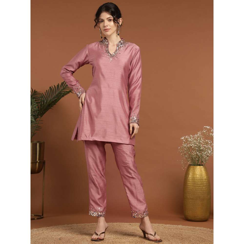RIRASA Jayant Silk Pink Kurta with Pant (Set of 2)