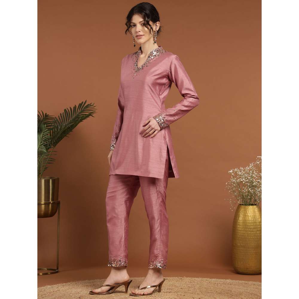 RIRASA Jayant Silk Pink Kurta with Pant (Set of 2)