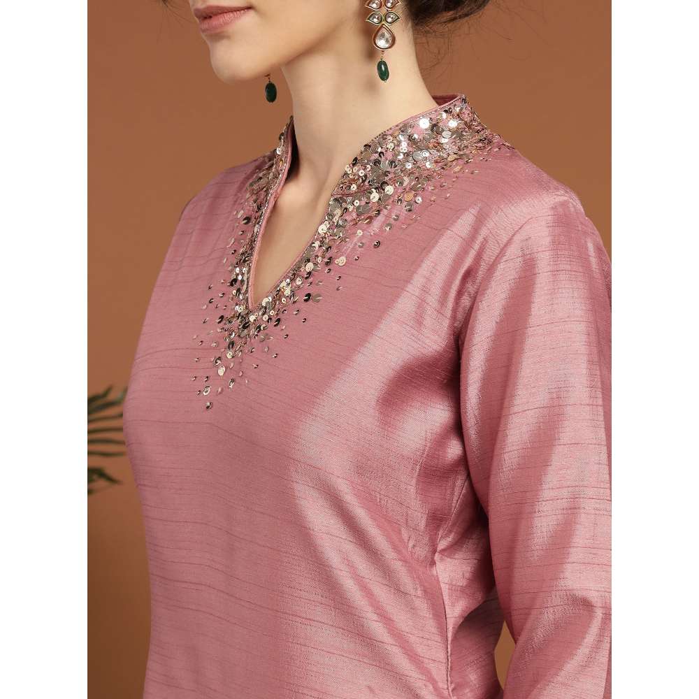 RIRASA Jayant Silk Pink Kurta with Pant (Set of 2)