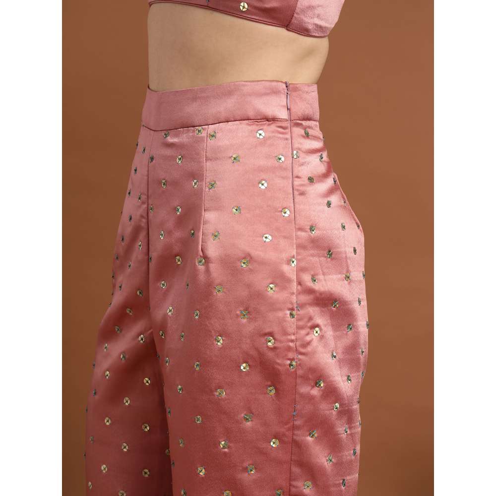 RIRASA Sarujana Satin Pink Bustier with Pants and Jacket (Set of 3)
