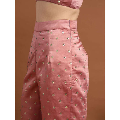RIRASA Sarujana Satin Pink Bustier with Pants and Jacket (Set of 3)