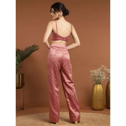 RIRASA Sarujana Satin Pink Bustier with Pants and Jacket (Set of 3)