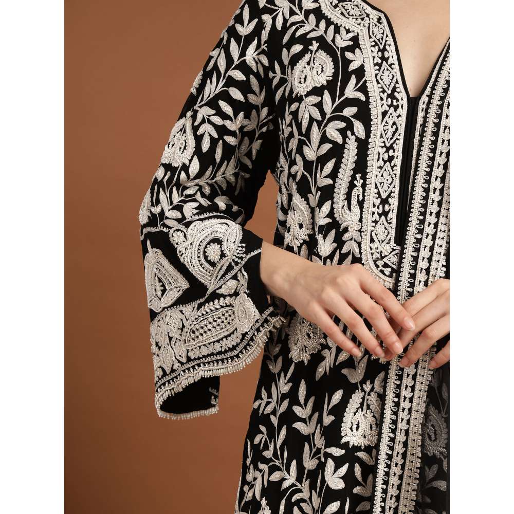 RIRASA Vrisha Georgette Black Kurta with Pant and Dupatta (Set of 3)