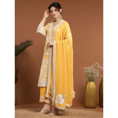 RIRASA Mohish Georgette Yellow Kurta with Pant and Dupatta (Set of 3)