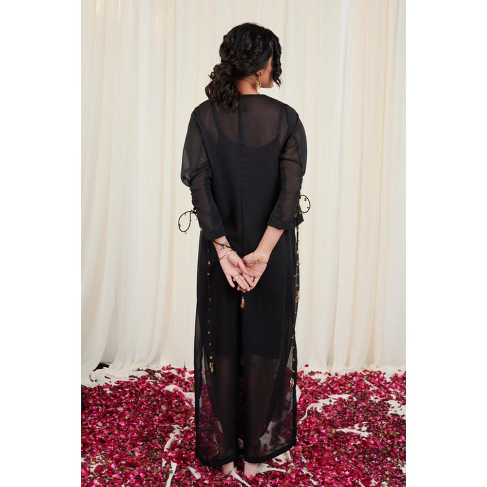RIRASA Utsanga Black Georgette Hand Embroidered Dress