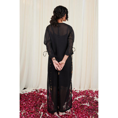 RIRASA Utsanga Black Georgette Hand Embroidered Dress