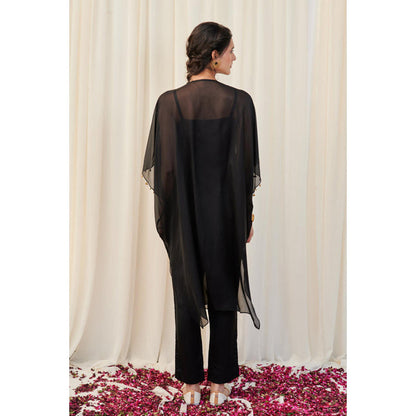 RIRASA Keelak Black Organza Embroidered Kurta With Pants