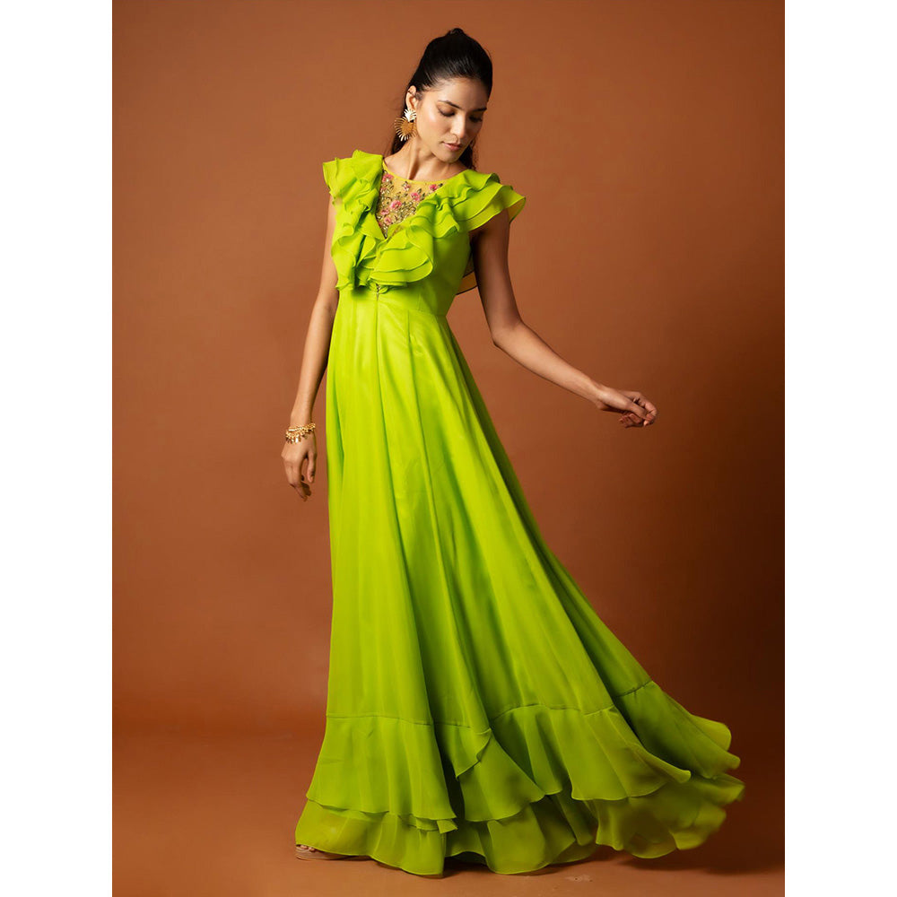 Ritambh by Rishi & Sachin Green Rosa Gown