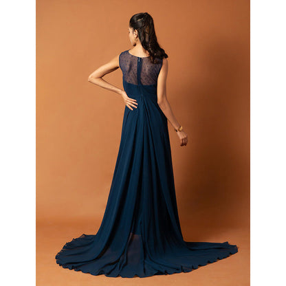Ritambh by Rishi & Sachin Rosa Teal Blue Gown