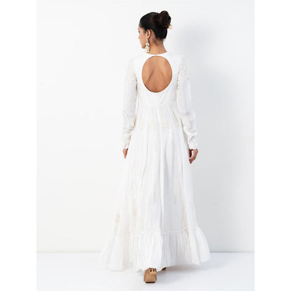 Ritambh by Rishi & Sachin Rosa Chandrika White Gown