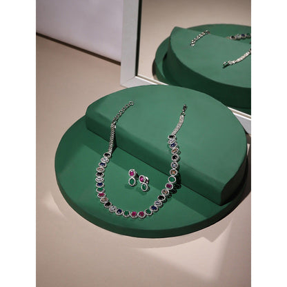 Ritu Singh Multi Diamond and Semi Precious Stone Neckpiece with Earrings