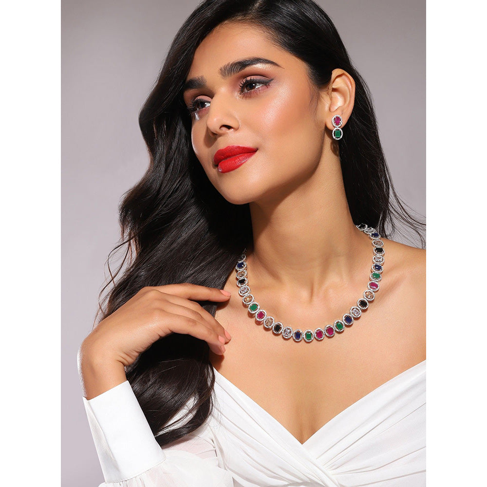 Ritu Singh Multi Diamond and Semi Precious Stone Neckpiece with Earrings