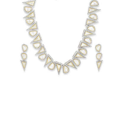 Ritu Singh Dual Tone Diamond and Semi Precious Stone Neckpiece with Earrings