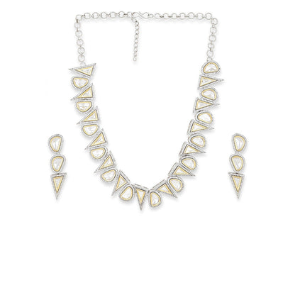 Ritu Singh Dual Tone Diamond and Semi Precious Stone Neckpiece with Earrings