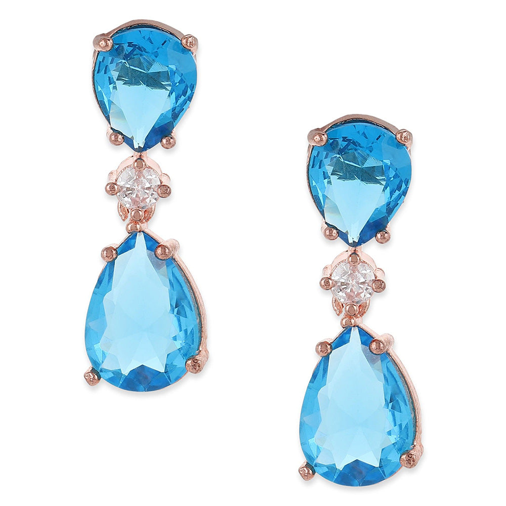 Ritu Singh Aqua Blue and Diamond Stone Earrings