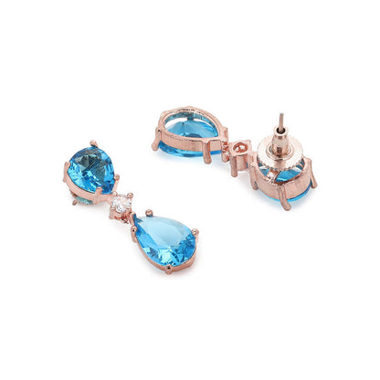 Ritu Singh Aqua Blue and Diamond Stone Earrings