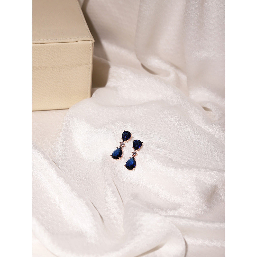Ritu Singh Midnight Blue and Diamond Stone Earrings