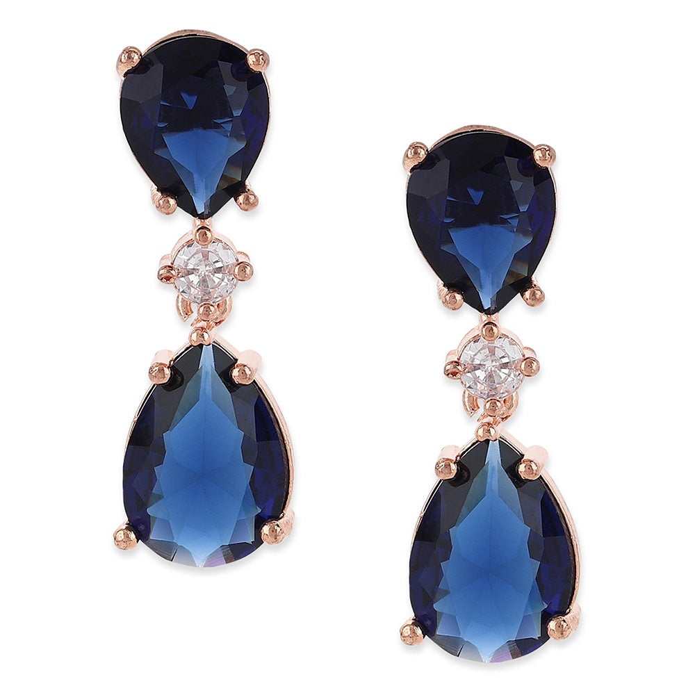 Ritu Singh Midnight Blue and Diamond Stone Earrings