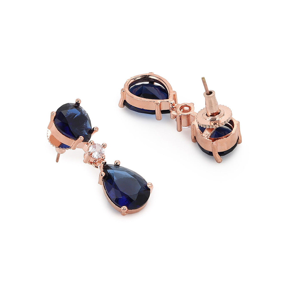 Ritu Singh Midnight Blue and Diamond Stone Earrings