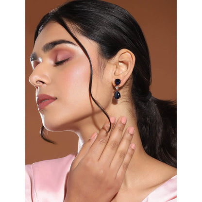 Ritu Singh Midnight Blue and Diamond Stone Earrings