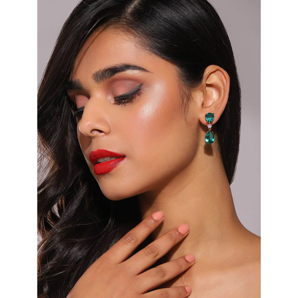 Ritu Singh Rama Green and Diamond Stone Earrings