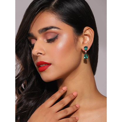 Ritu Singh Rama Green and Diamond Stone Earrings