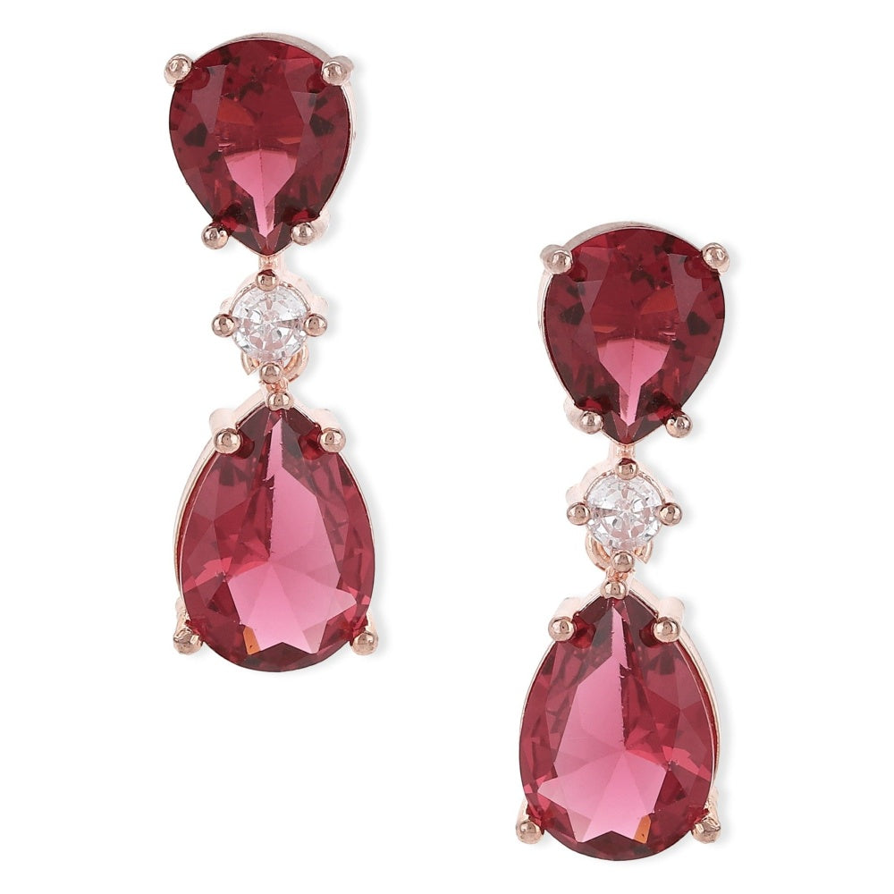 Ritu Singh Maroon and Diamond Stone Earrings