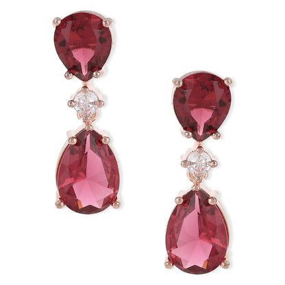 Ritu Singh Maroon and Diamond Stone Earrings