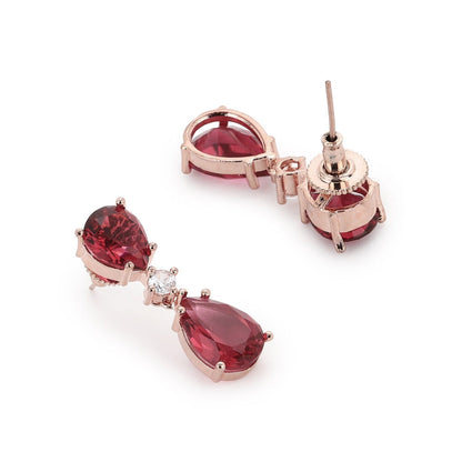 Ritu Singh Maroon and Diamond Stone Earrings