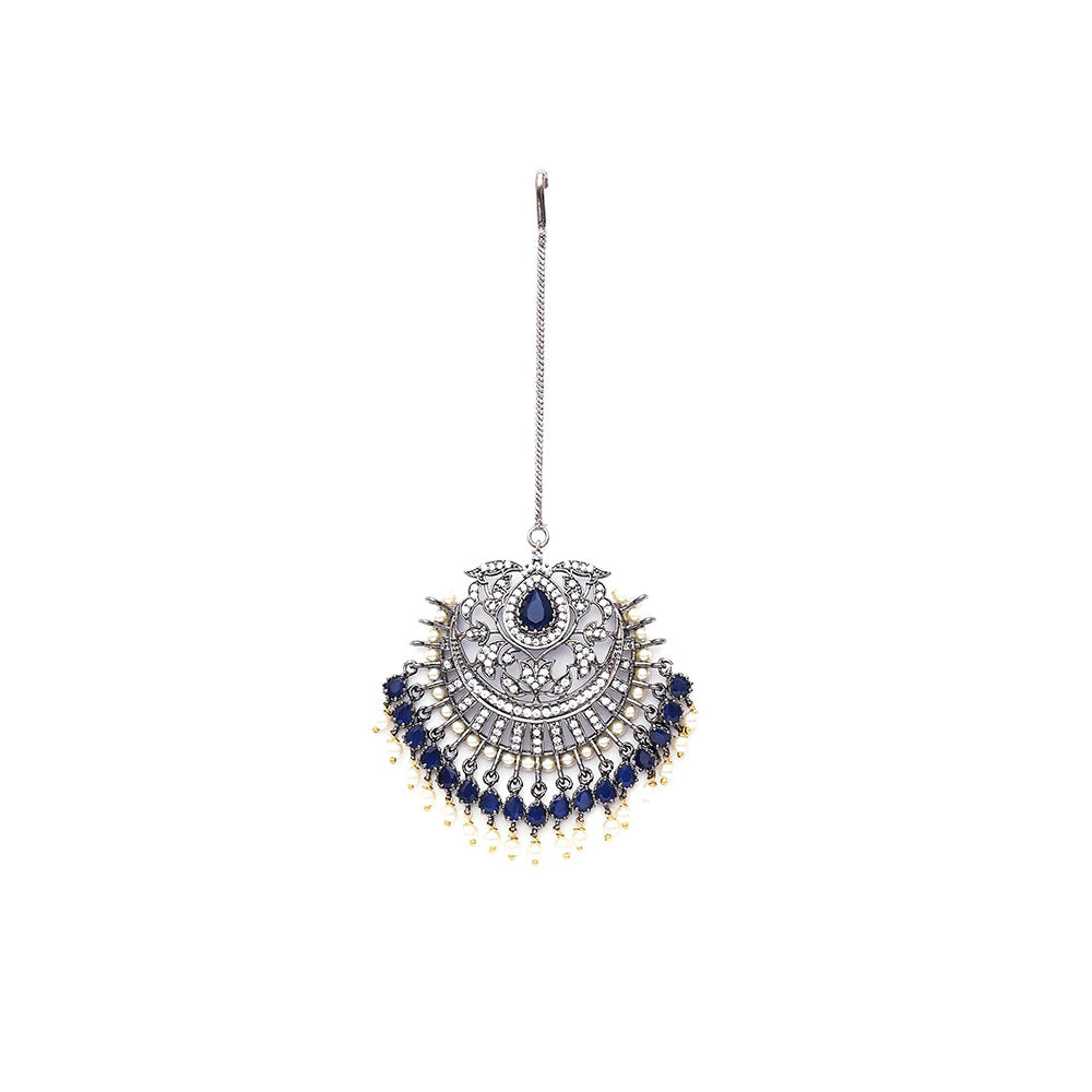 Ritu Singh Oversized Diamond and Blue Stone Maang Tikka