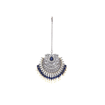 Ritu Singh Oversized Diamond and Blue Stone Maang Tikka