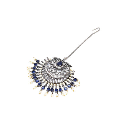 Ritu Singh Oversized Diamond and Blue Stone Maang Tikka